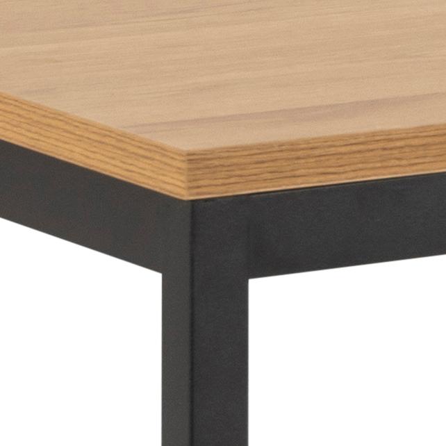 Seaford Rectangle Dining Table With Striking Oak Wood Effect Top And Solid Metal Base 160x80