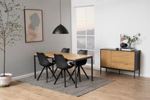 Load image into Gallery viewer, Seaford Rectangle Dining Table With Striking Oak Wood Effect Top And Solid Metal Base 180x90 Or 160x80
