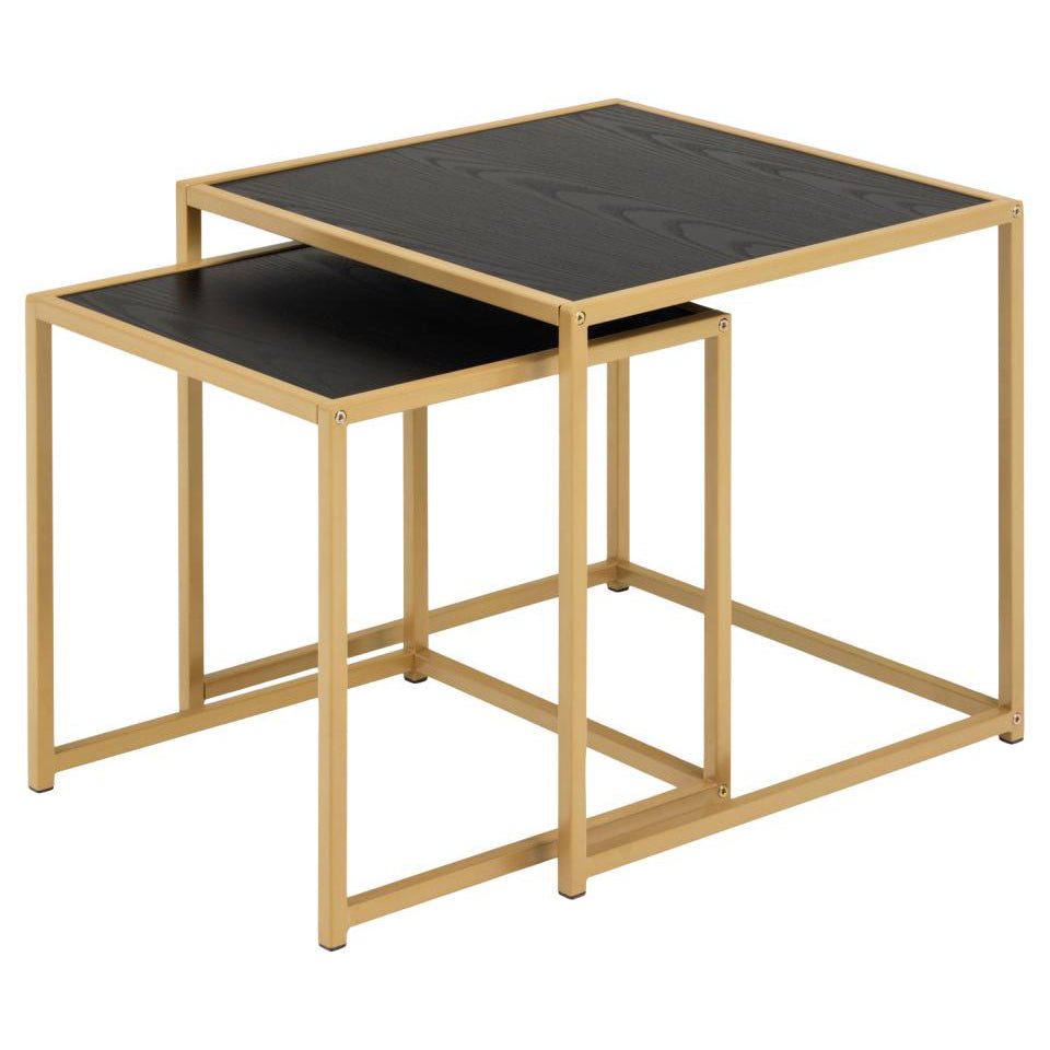 Seaford Nest Of Tables Black And Gold Stylish Design 50x50x45cm
