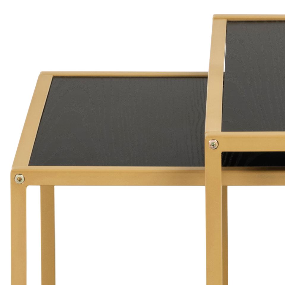 Seaford Nest Of Tables Black And Gold Stylish Design 50x50x45cm