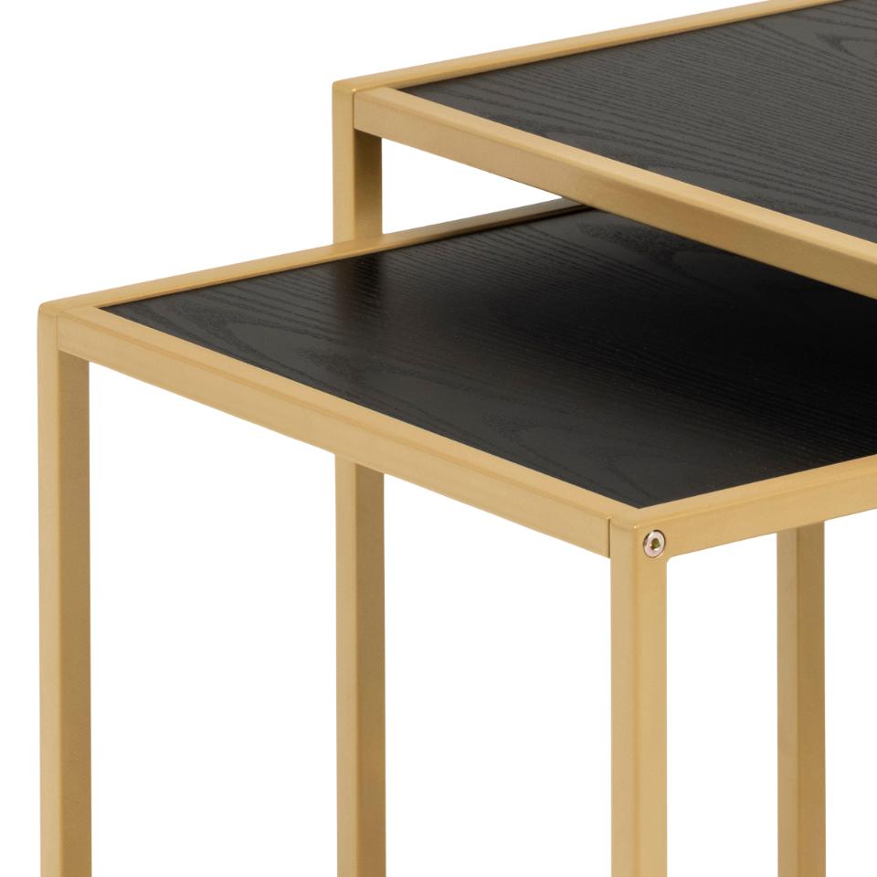 Seaford Nest Of Tables Black And Gold Stylish Design 50x50x45cm