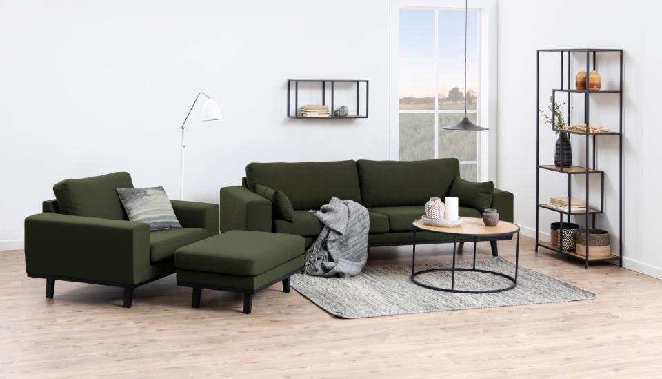 Seaford Round Coffee Table With Oak Top And Black Metal Frame 80cm