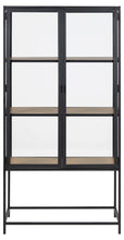 Load image into Gallery viewer, Seaford Display Cabinet With Solid Metal Frame Glass Doors And Oak Shelving Tall 77x35x150cm
