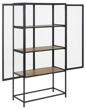 Load image into Gallery viewer, Seaford Display Cabinet With Solid Metal Frame Glass Doors And Oak Shelving Tall 77x35x150cm
