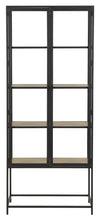 Load image into Gallery viewer, Seaford Display Cabinet With Glass Doors, Oak Shelving And A Solid Metal Frame Tall 77x35x186cm
