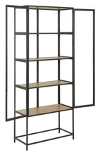 Load image into Gallery viewer, Seaford Display Cabinet With Glass Doors, Oak Shelving And A Solid Metal Frame Tall 77x35x186cm
