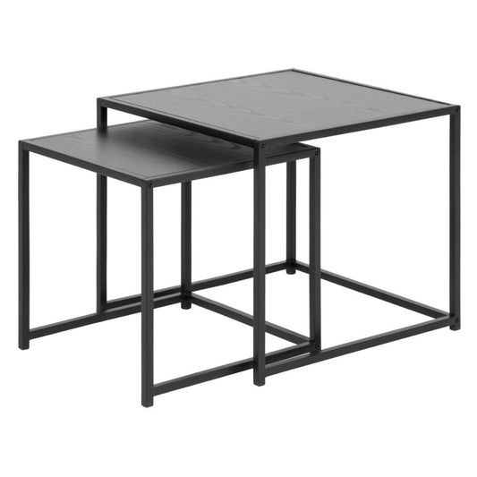Seaford Nest Of Tables In Black With Metal Base 2 Piece 50cm