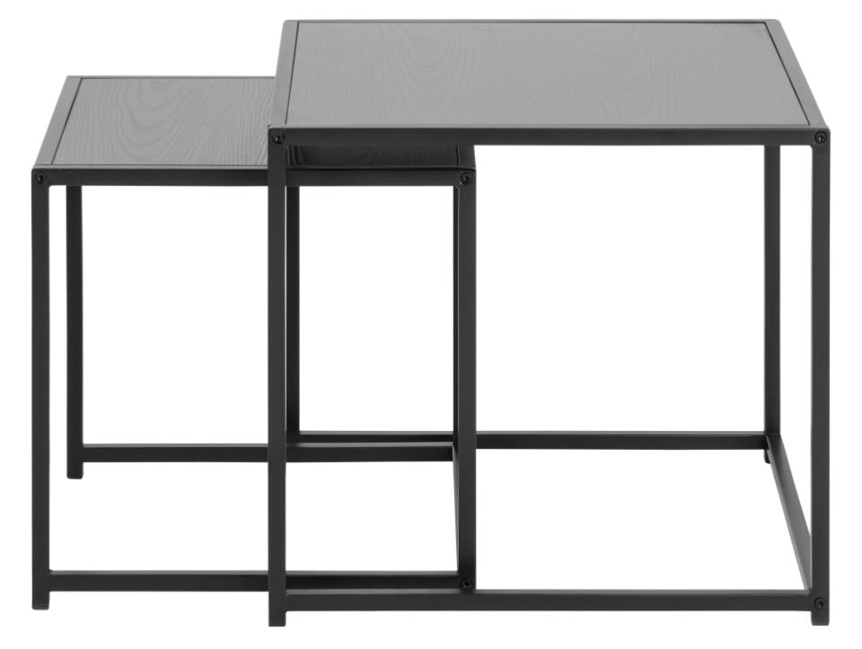 Seaford Nest Of Tables In Black With Metal Base 2 Piece 50cm
