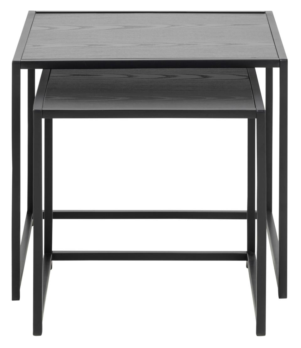 Seaford Nest Of Tables In Black With Metal Base 2 Piece 50cm
