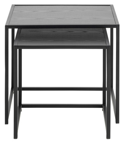 Seaford Nest Of Tables In Black With Metal Base 2 Piece 50cm