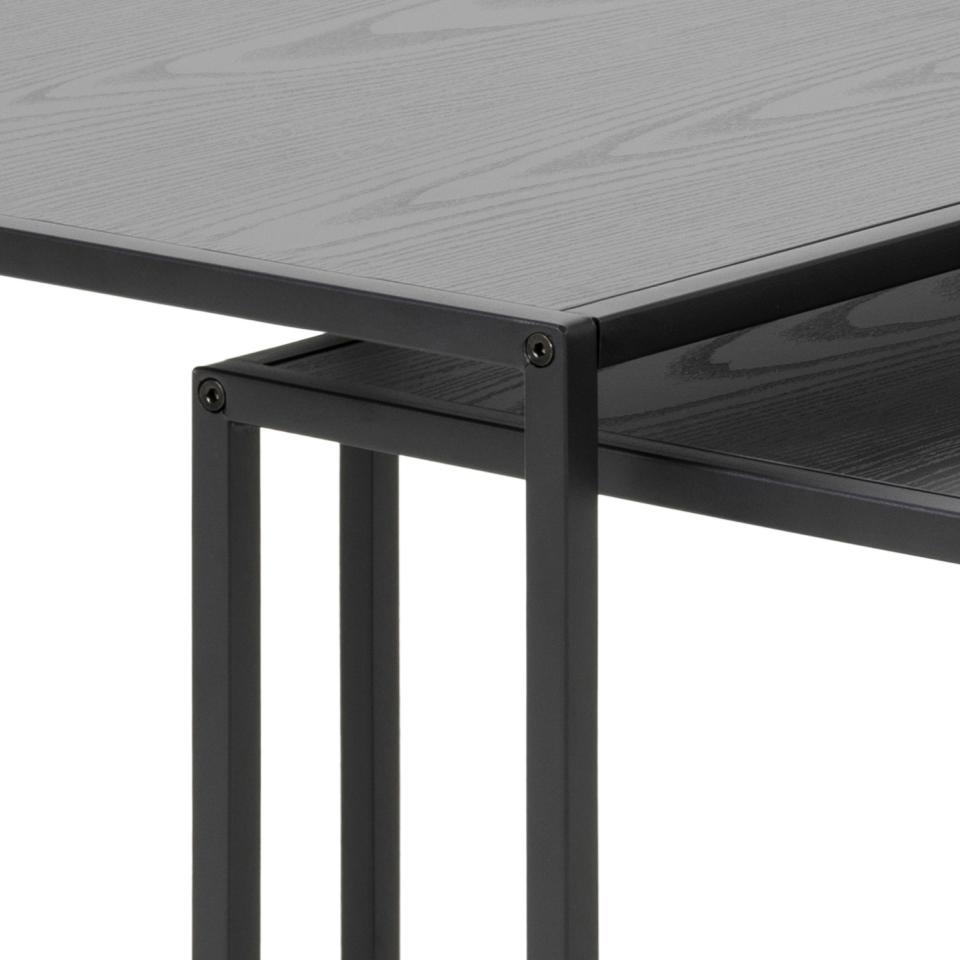 Seaford Nest Of Tables In Black With Metal Base 2 Piece 50cm