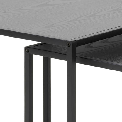 Seaford Nest Of Tables In Black With Metal Base 2 Piece 50cm