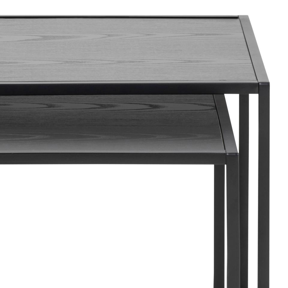 Seaford Nest Of Tables In Black With Metal Base 2 Piece 50cm