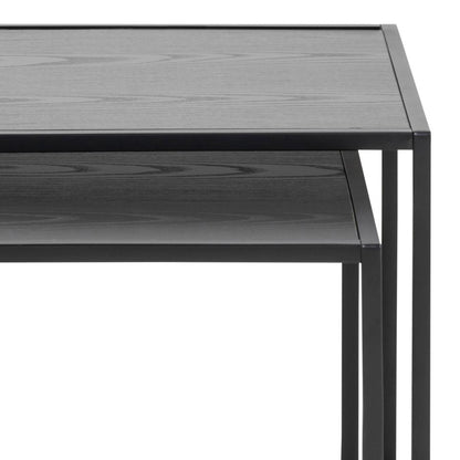Seaford Nest Of Tables In Black With Metal Base 2 Piece 50cm