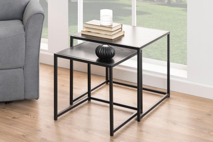 Seaford Nest Of Tables In Black With Metal Base 2 Piece 50cm