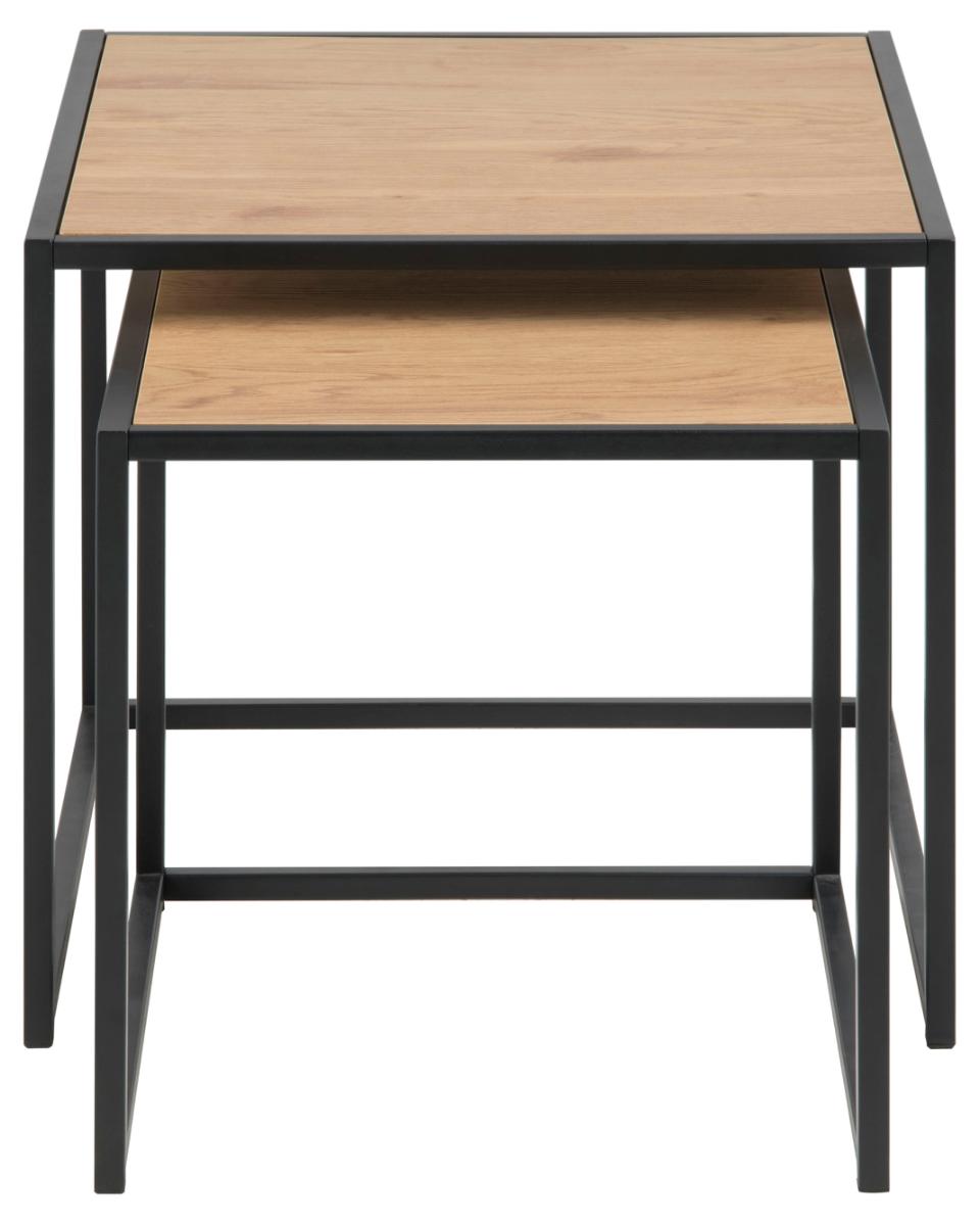 Seaford Oak Nest Of Tables With Metal Base 2 Piece 50cm