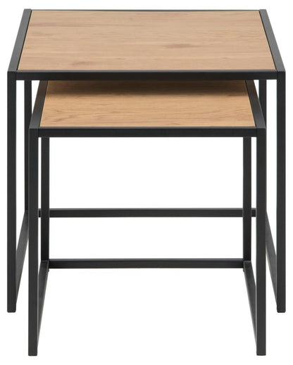 Seaford Oak Nest Of Tables With Metal Base 2 Piece 50cm