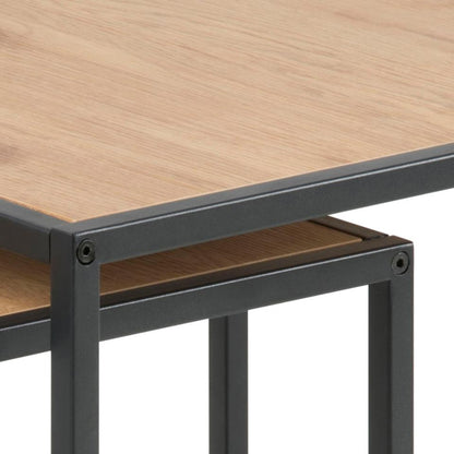 Seaford Oak Nest Of Tables With Metal Base 2 Piece 50cm