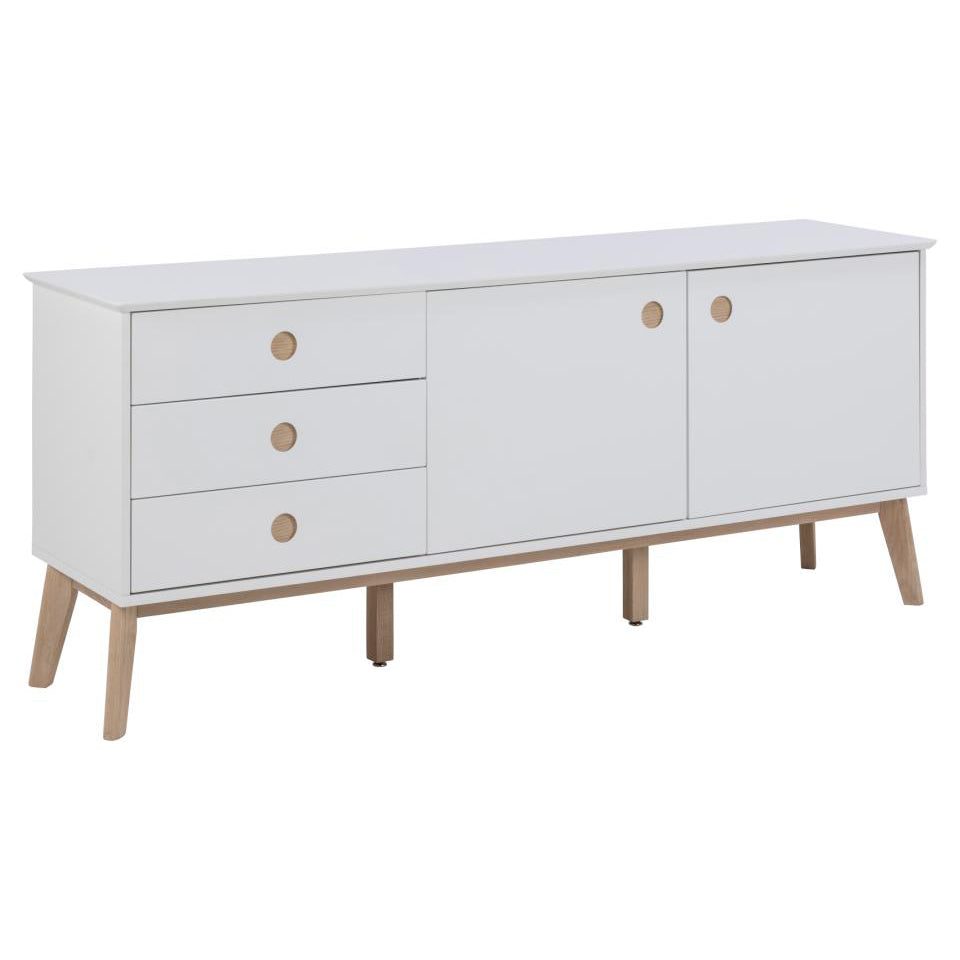 Century Sideboard Large Traditional White Oak Cabinet With 2 Doors And 3 Drawers 180x45x75cm