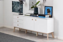 Load image into Gallery viewer, Century Sideboard Large Traditional White Oak Cabinet With 2 Doors And 3 Drawers 180x45x75cm
