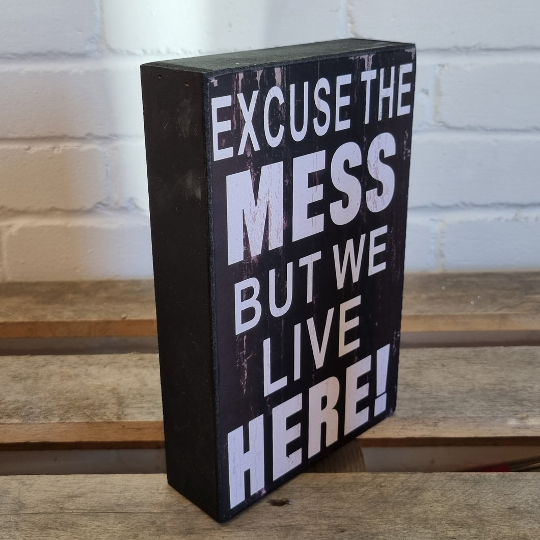 Excuse the Mess But We Live Here Message Block, 25x16x5cm