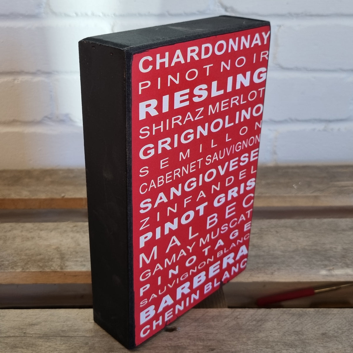 Wine List Message Block, Unique Home Interior Gift Sign 25x16x5cm