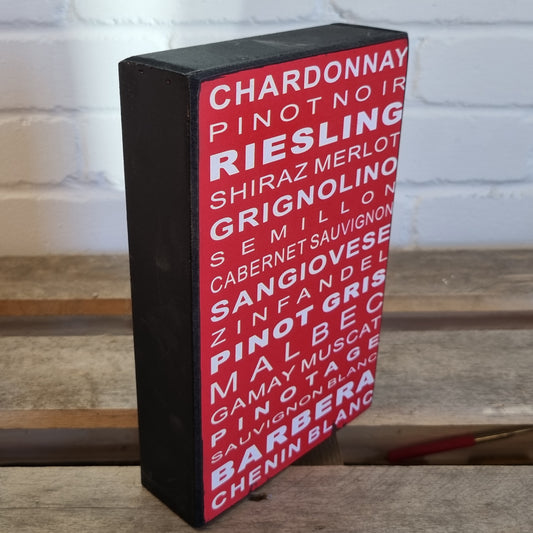 Wine List Message Block, Unique Home Interior Gift Sign 25x16x5cm