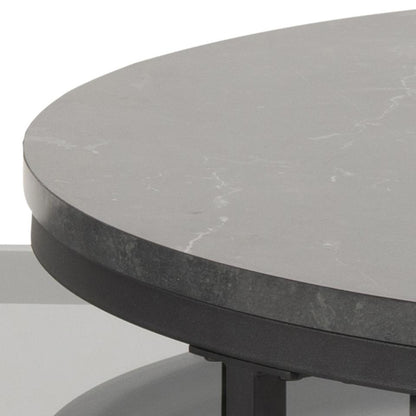 Spiro Coffee Table Black Marble Glass And Metal Base 2pcs 70cm