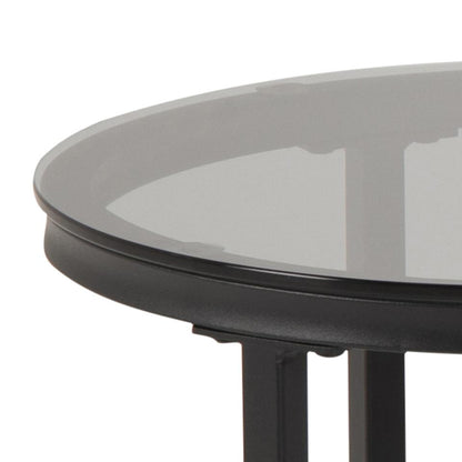 Spiro Coffee Table Black Marble Glass And Metal Base 2pcs 70cm