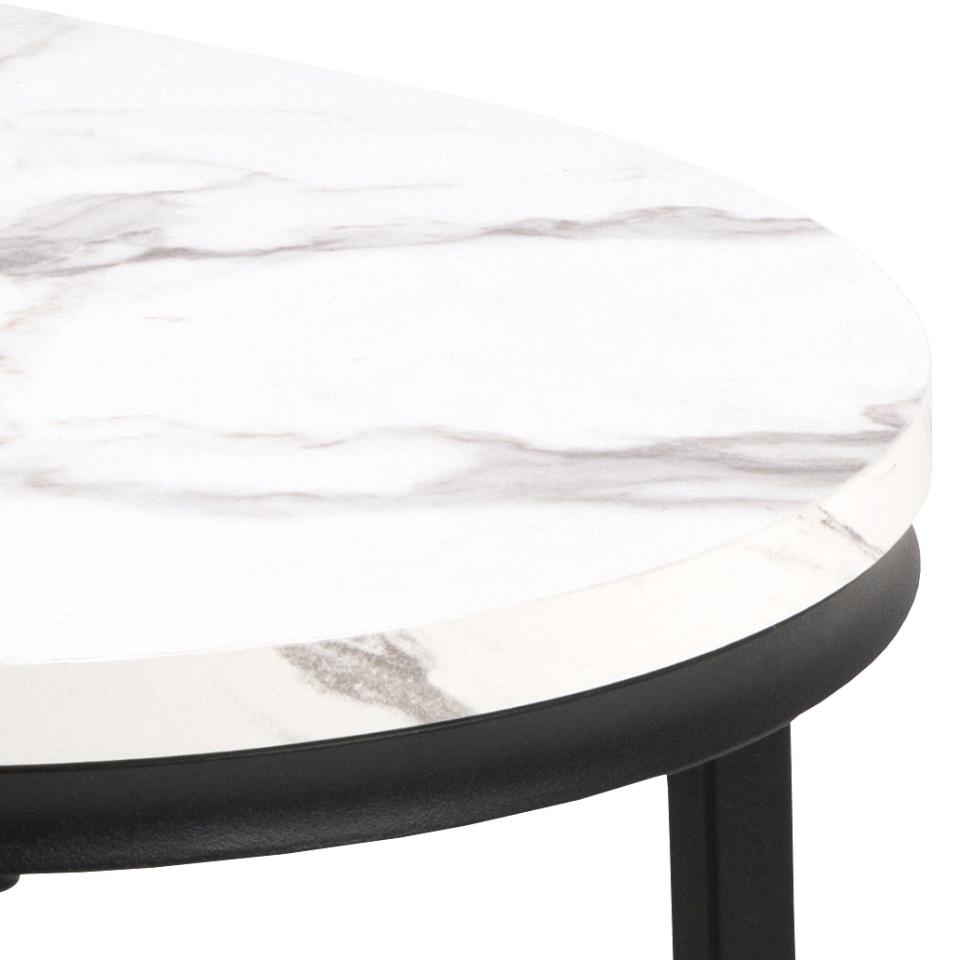 Spiro Coffee Table White Marble Metal Base 2pcs 70cm