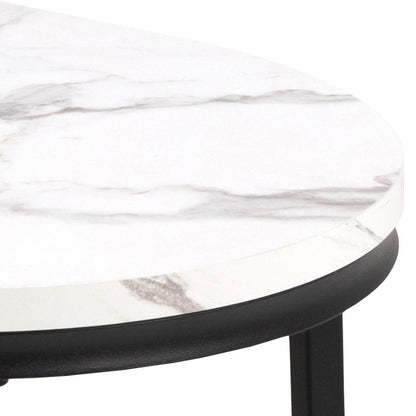 Spiro Coffee Table White Marble Metal Base 2pcs 70cm