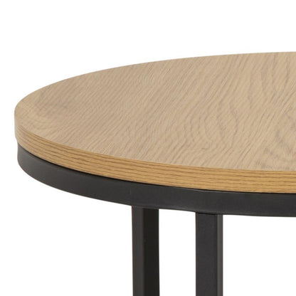 Spiro Coffee Table In Oak Melamine Finish And Metal Base 2pcs 80cm