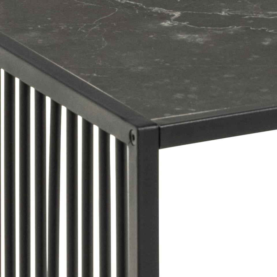 Strington Super Coffee Table, Rectangular With Black Marble Top Glass And Metal Base 120x60cm