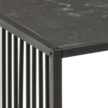 Strington Super Coffee Table, Rectangular With Black Marble Top Glass And Metal Base 120x60cm