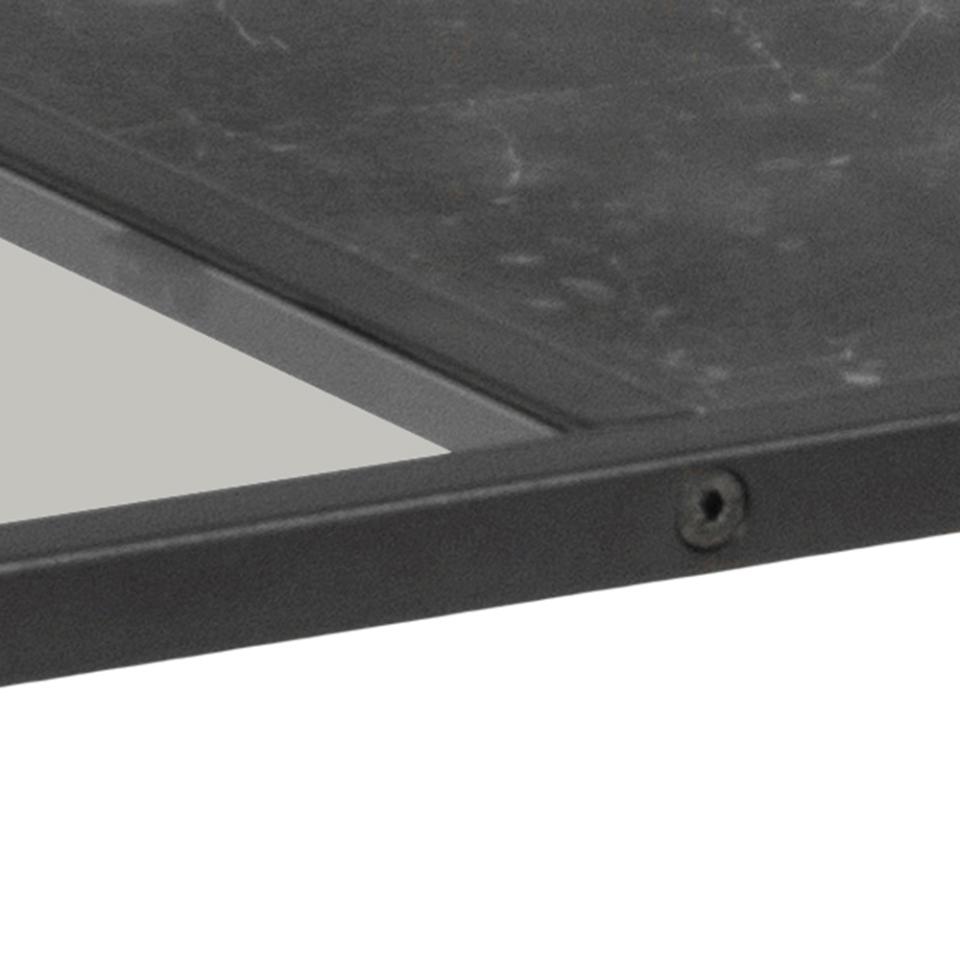 Strington Super Coffee Table, Rectangular With Black Marble Top Glass And Metal Base 120x60cm