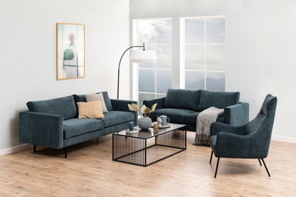 Strington Super Coffee Table, Rectangular With Black Marble Top Glass And Metal Base 120x60cm