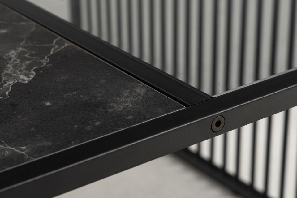 Strington Super Coffee Table, Square With Black Marble Top Glass And Metal Base 80cm