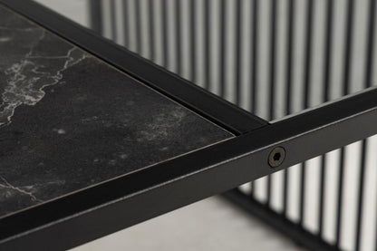 Strington Super Coffee Table, Square With Black Marble Top Glass And Metal Base 80cm