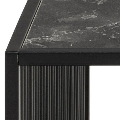 Strington Super Coffee Table, Square With Black Marble Top Glass And Metal Base 80cm