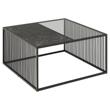 Load image into Gallery viewer, Strington Super Coffee Table, Square With Black Marble Top Glass And Metal Base 80cm
