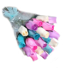 Load image into Gallery viewer, Bouquet Of 24 Mixed Pastel Wooden Roses - Sugared Almond
