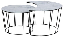 Load image into Gallery viewer, Sunmoon Space Saving Designer Coffee Table In White Marble Glass 76x45cm And 58x40cm
