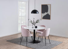 Load image into Gallery viewer, Tarifa Solid Marble Dining Table 110cm Round White Top With Powder Coated Black Metal Base
