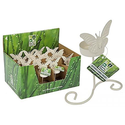 Cream Single Butterfly Tea Light Holder Indoor Outdoor Decoration
