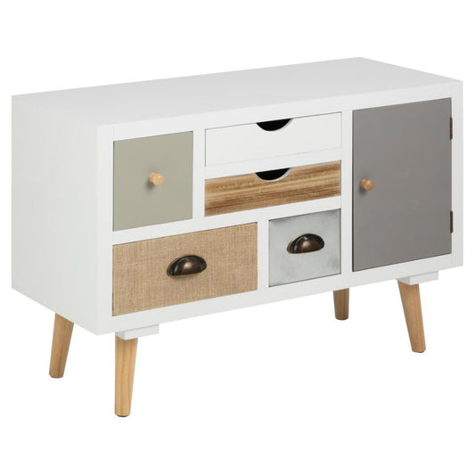 a white cabinet with multiple storage drawers
