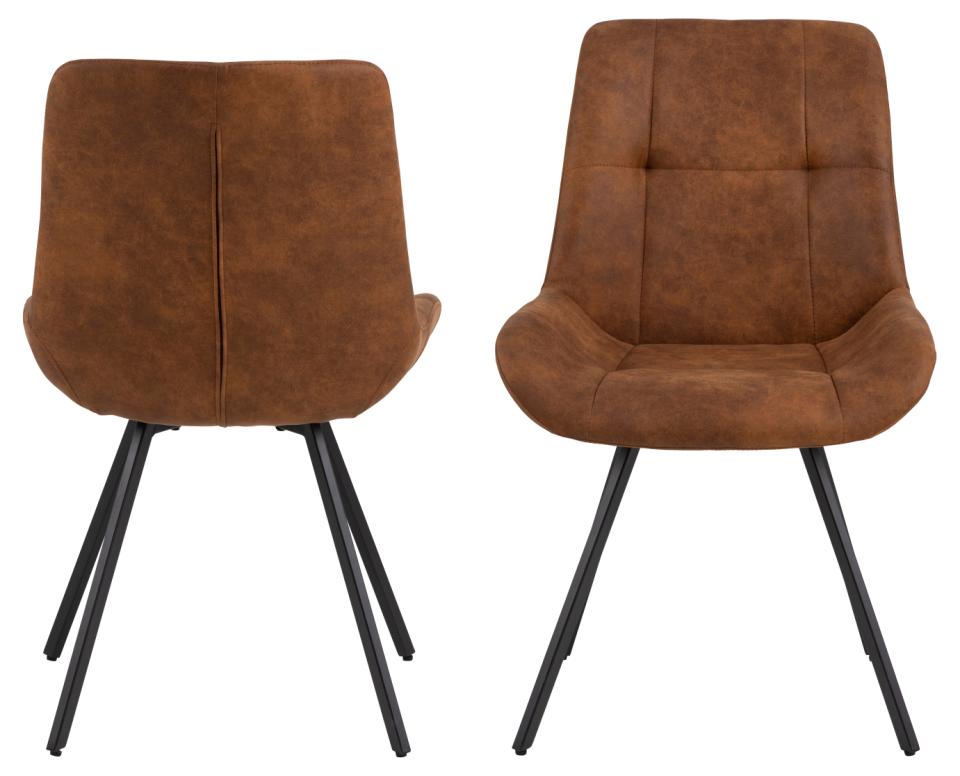 Waylor Trendy Brown Fabric Designer Dining Chair, Set Of 2 Chairs