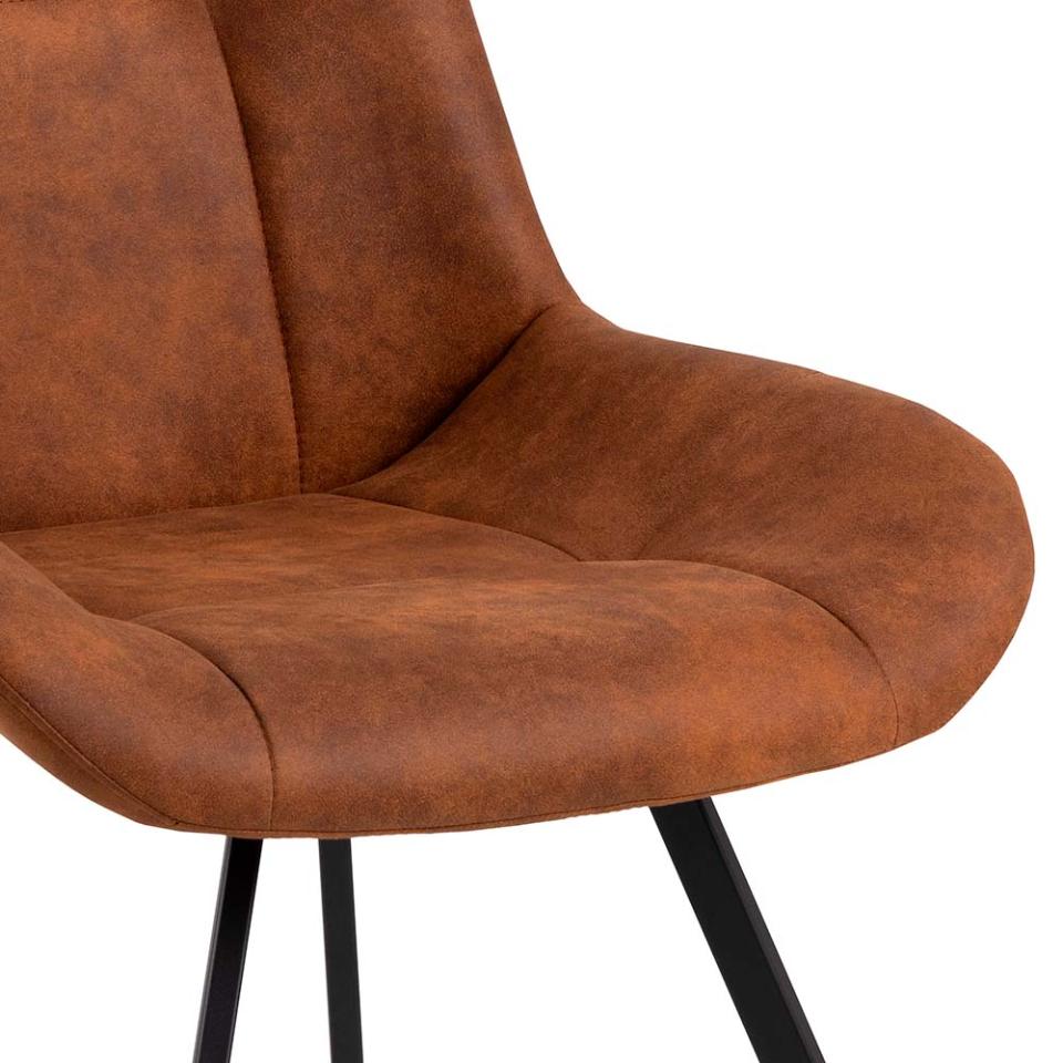 Waylor Trendy Brown Fabric Designer Dining Chair, Set Of 2 Chairs
