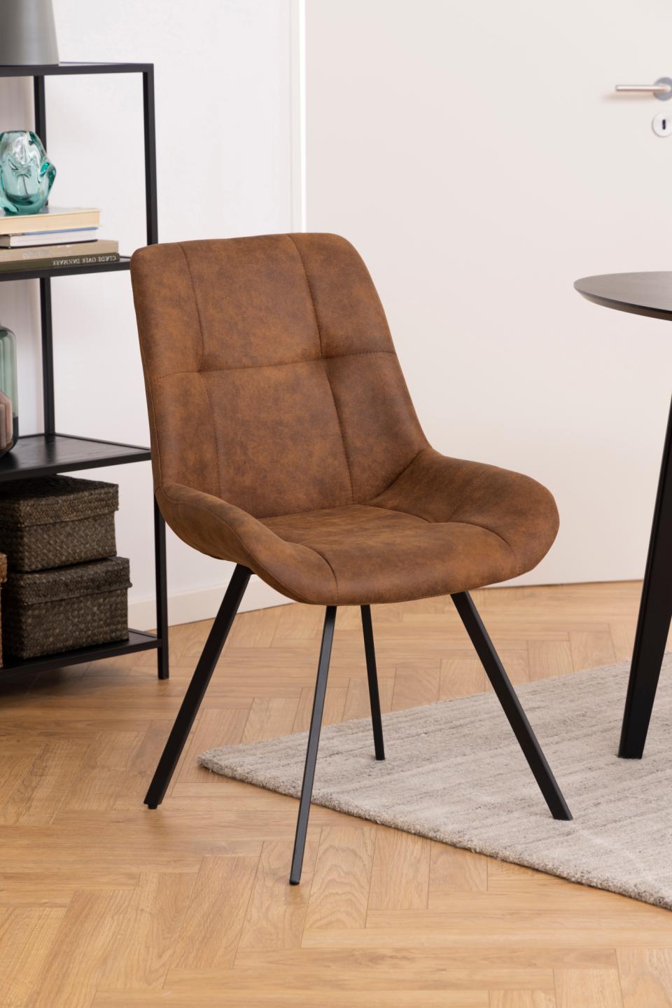 Waylor Trendy Brown Fabric Designer Dining Chair, Set Of 2 Chairs