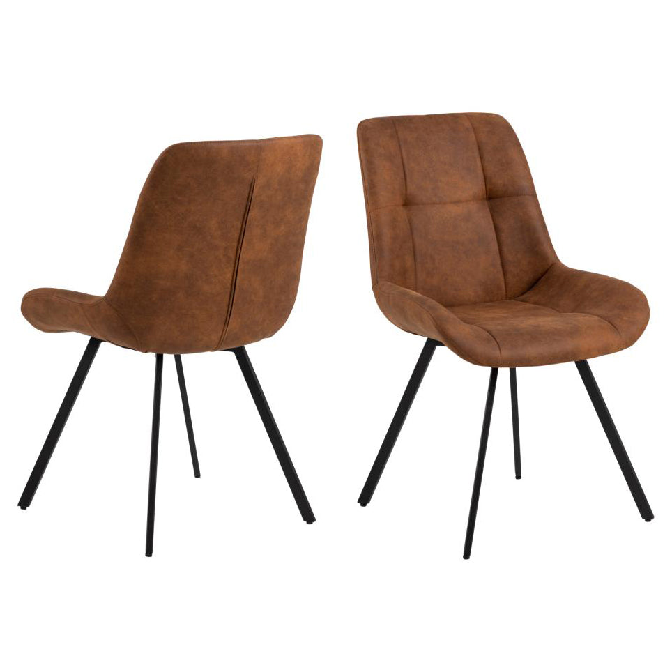 Waylor Trendy Brown Fabric Designer Dining Chair, Set Of 2 Chairs