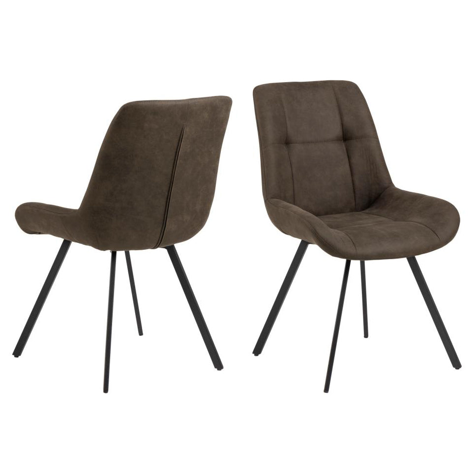 Waylor Sophisticated Grey Fabric Designer Dining Chair, Set Of 2 Chairs